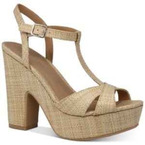 Sun + Stone Womens Jamie Woven Ankle Strap Platform Sandals Tan 6 Medium (B M)